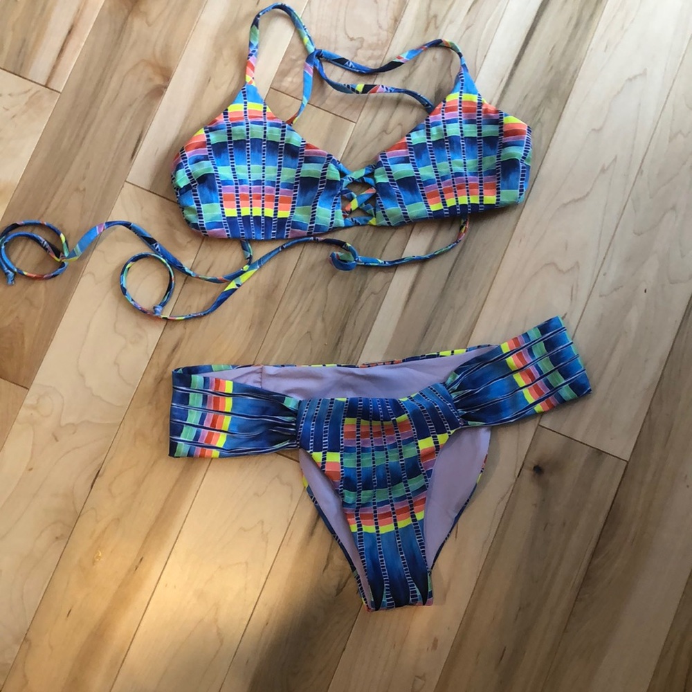 Mara Hoffman rainbow kaleidoscope bikini